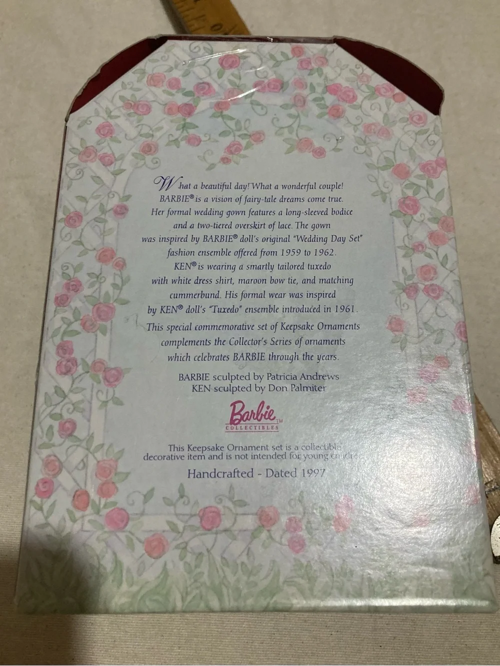 Hallmark Barbie and Ken Wedding Ornament Set - Black, White, Pink